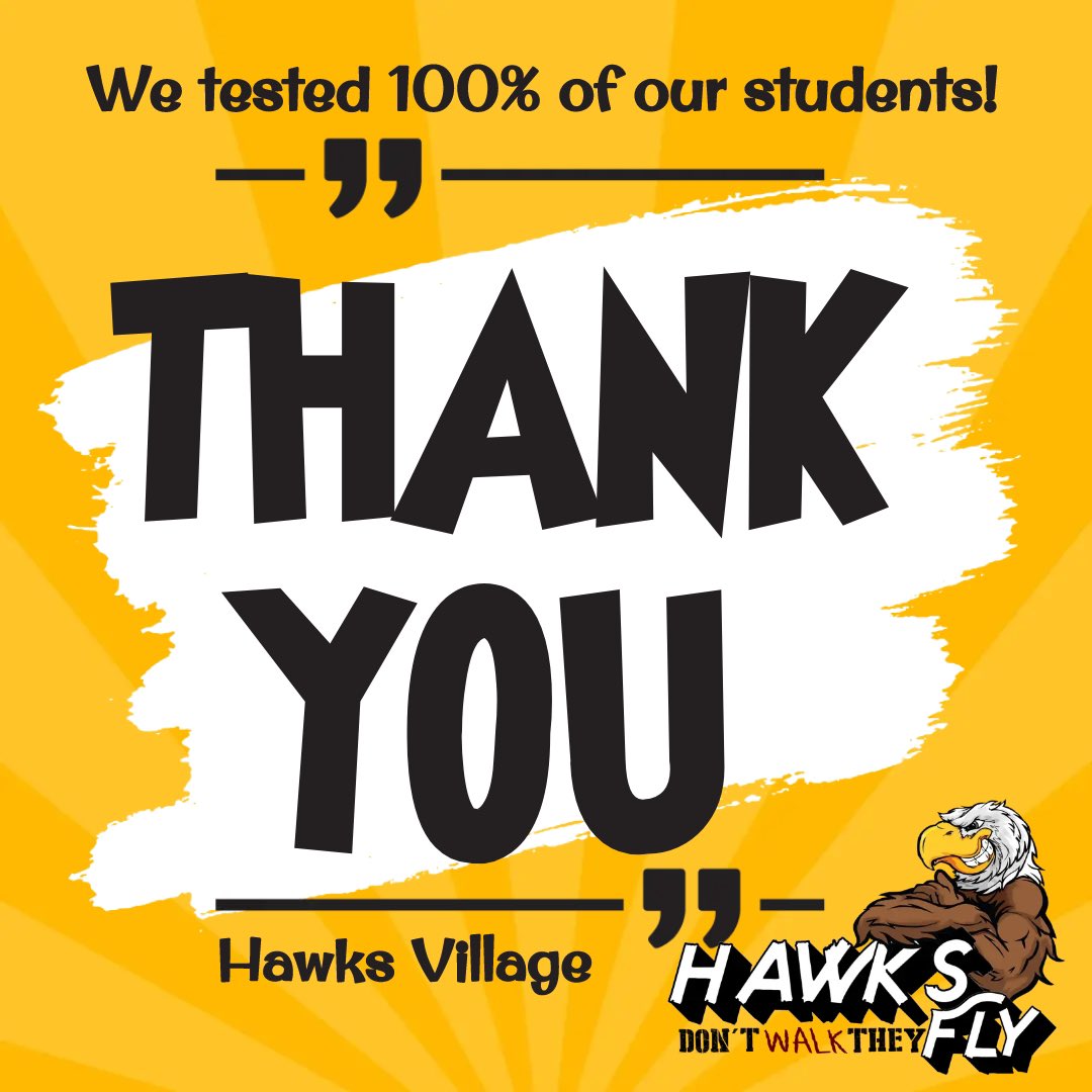 PrincipalMosby's tweet photo. Thank you for yet another successful testing season! We are proud to announce that we tested 100% of our students! Thanks to our Village for making this happen! https://t.co/qTeMfDdidZ