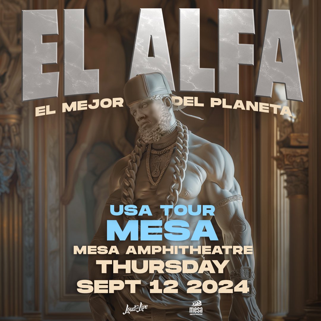 Announcement! El Alfa (@elalfa18) is bringing his 'El Mejor Del Planeta' tour to Mesa Amphitheatre Sept. 12, 2024! Tickets are on sale NOW at mesaamp.com

#MesaAmp #UniquelyLocal #DownTownMesa #ElAlfa #ElMejorDelPlaneta