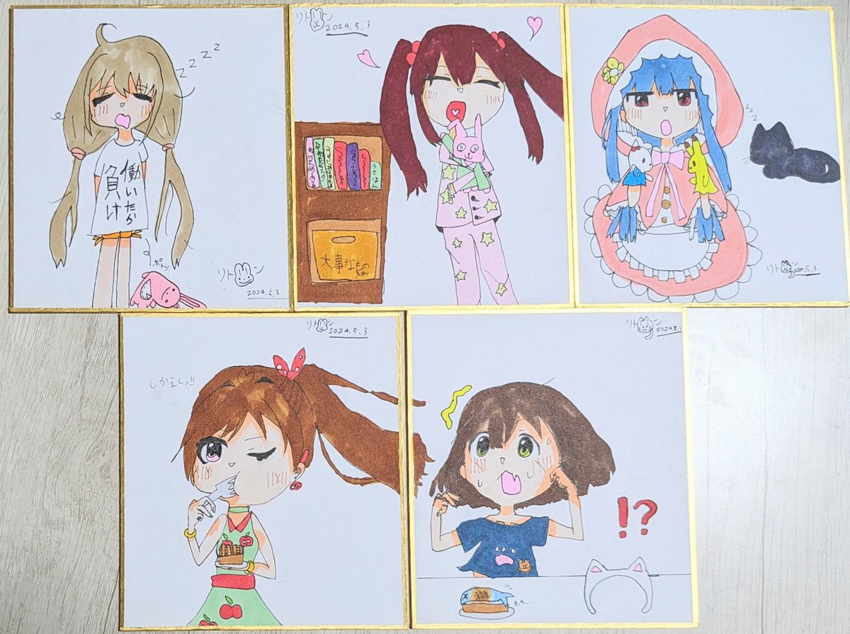 色紙を……なんと5枚も…委託しております…!!!!! 売り上げでもうすぐ誕生日のママにケーキを作るそうです。泣いた🥲