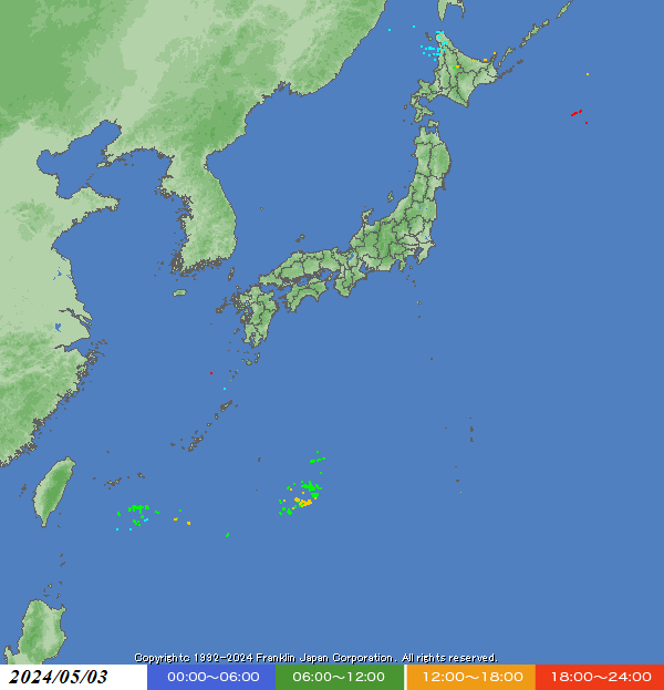 昨日の落雷状況 franklinjapan.jp/raiburari/ligh…