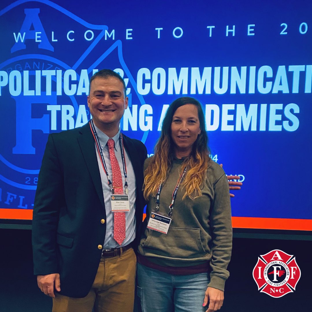 PFFPNC's tweet photo. Affiliate Leaders Laura Leigh L4576 &amp; Ethan L2370 are rising stars within the @pffpnc With just 50 spots available, applicants from both the US &amp; Canada applied for scholarships to attend the @IAFFofficial Communications Training Academy. They secured two of these spots. https://t.co/DFhy7WBTTd