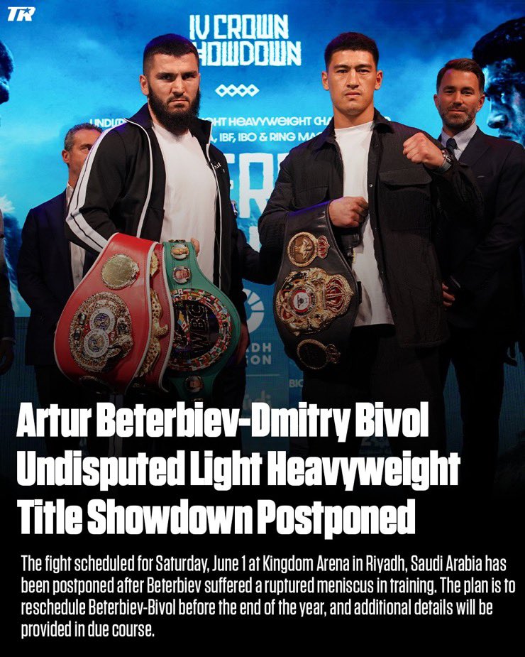 Devastating breaking news from @trboxing - what a week it’s been in #boxing #BeterbievBivol