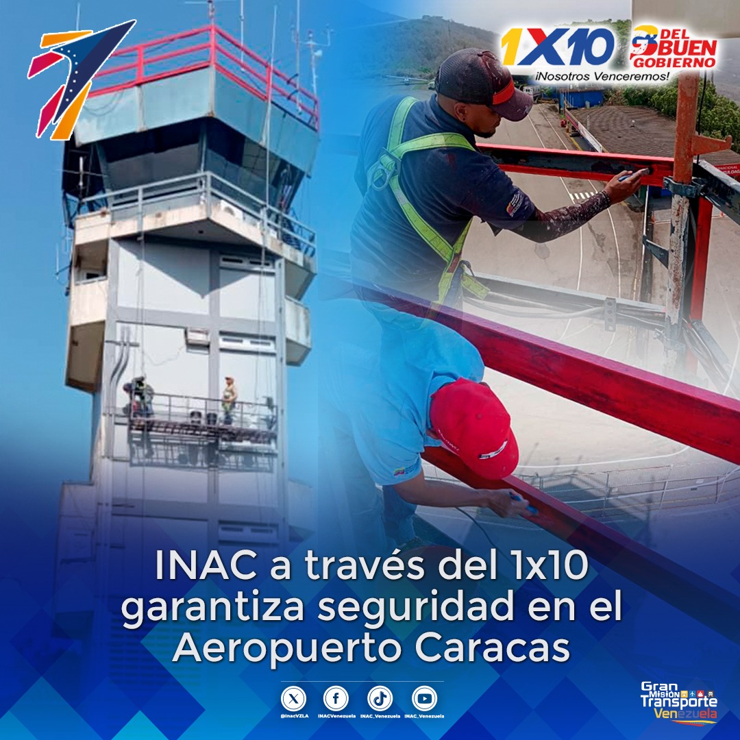 inac_ve's tweet photo. #NotasINAC 🗞️|| #INAC a través del 1x10 garantiza seguridad en el Aeropuerto Caracas ➡️https://t.co/LnlgB7WTTx

#VenezuelaCalorPatrio https://t.co/AxWLd6tlJH