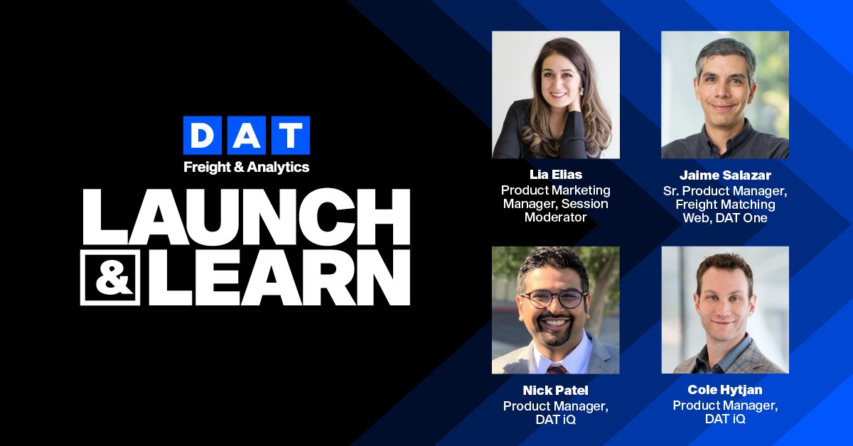 datfreightteam's tweet image. Missed our latest Launch &amp;amp; Learn? No worries! Catch up with our recap blog🚀 Our experts showcased DAT One, Market Conditions in DAT iQ, and even teased the new RateView experience in iQ ➡️ bit.ly/3Uoiqf5

#Broker #DATOne #RateView