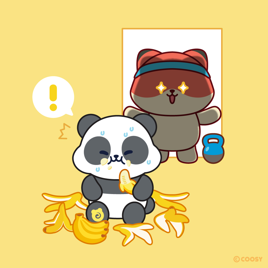 anirollz's tweet photo. Foxiroll found Pandaroll snacking on their favorite food instead of hitting the gym!⁠
⁠
⁠
Like and share! 🤸⁠
⁠
⁠
.⁠
.⁠
.⁠
⁠#anirollz #foxiroll #pandaroll #characterart #animalcharacters #gym #exercise #snack https://t.co/UQvyXu3WL6