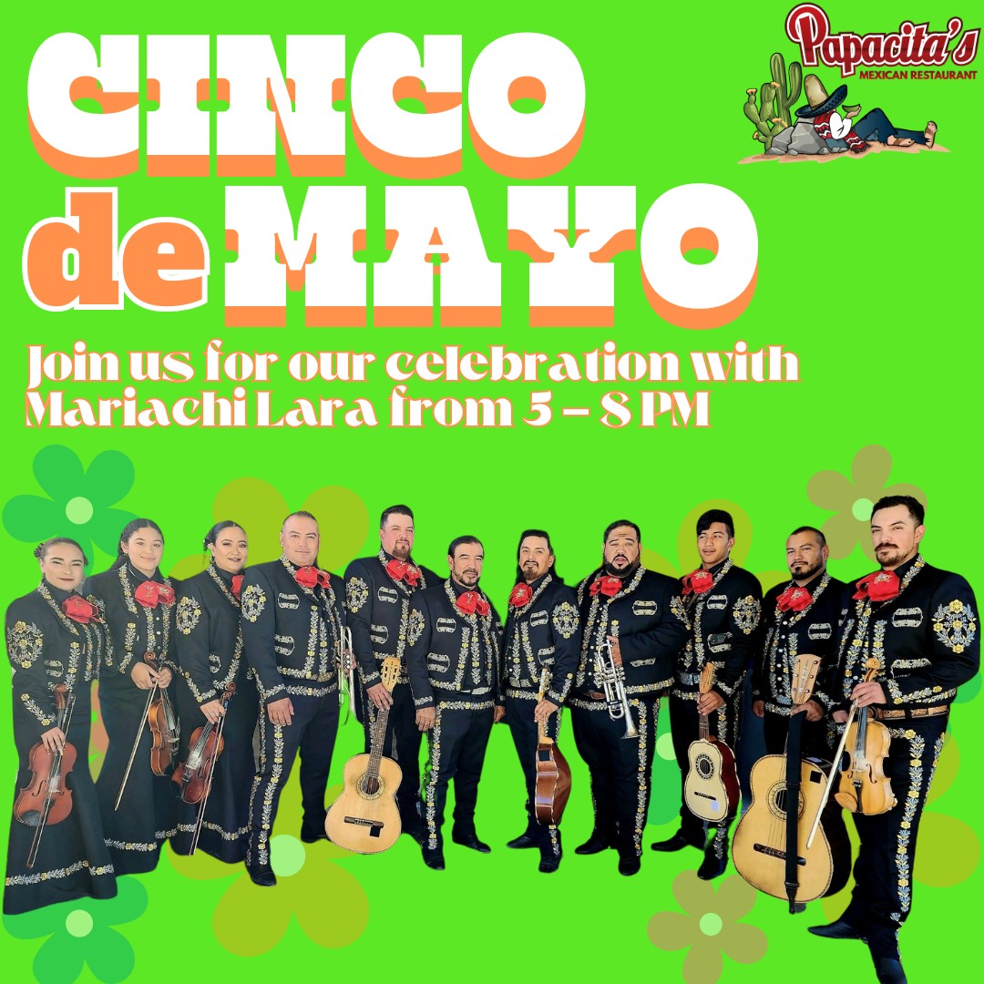 Celebrate Cinco de Mayo with us this Sunday!! We'll be joined by Mariachi Lara from 5 - 8 PM for a night to remember! We can't wait to see you at the fiesta!
#LongviewTX | #LongviewTexas | #Papacitas