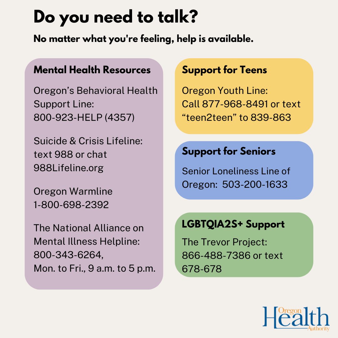 OHA is recognizing Mental Health Awareness Month during May by promoting resources that support mental well-being for all Oregonians. For more information, read our news release: ow.ly/T7KB50Rwk9J