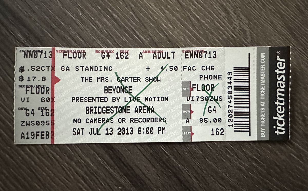 My first Beyoncé ticket. $85 for front row 🥲