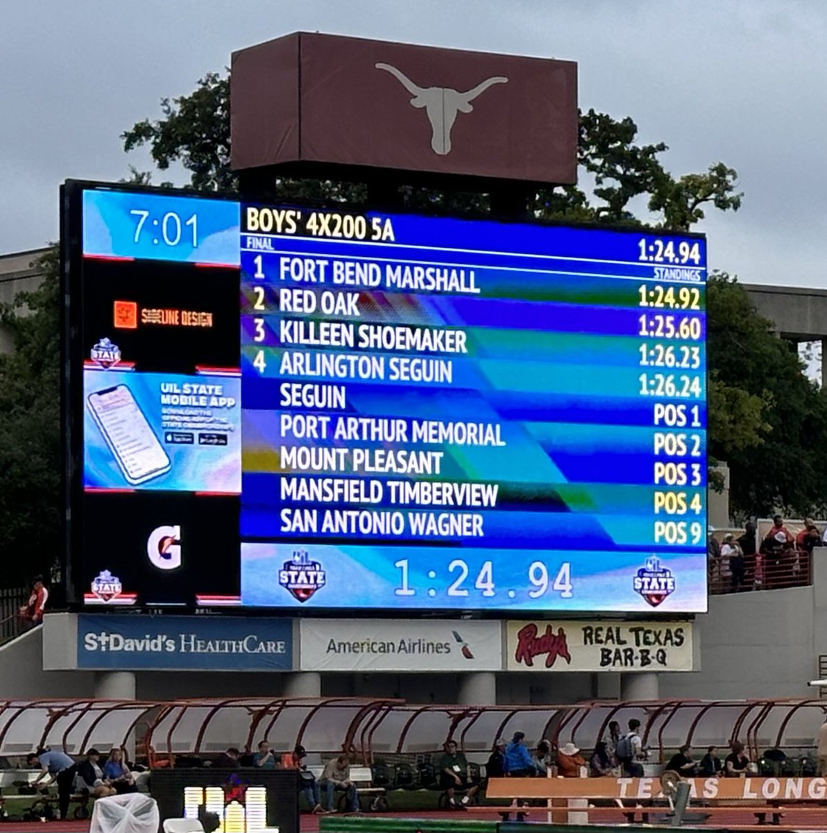 The Shoemaker boys 4x200 relay team races to the bronze at the UIL State Track and Field Championships. #WeAreKISD