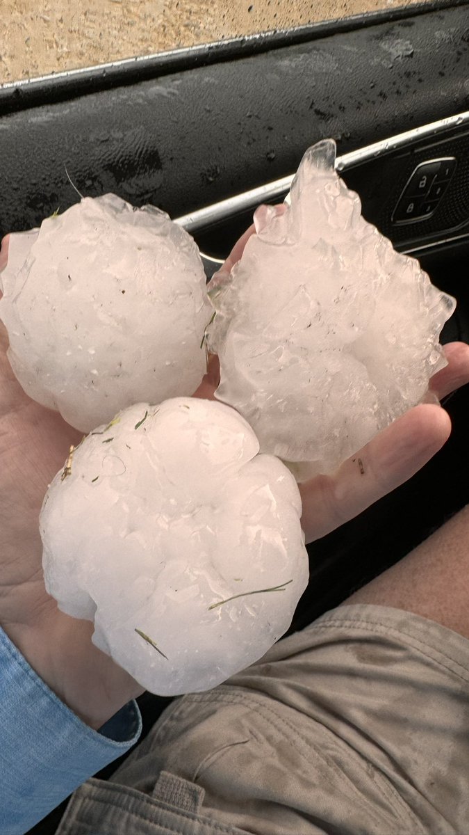Massive hail storm had baseball- softball hail for 20 minutes. I was able to get into barn before it hit. The entire roof was flex up & down. Sounded like bowling balls were falling. The metal roof had impact
craters. The location four west of Vancourt TX.#txwx @NWSSanAngelo