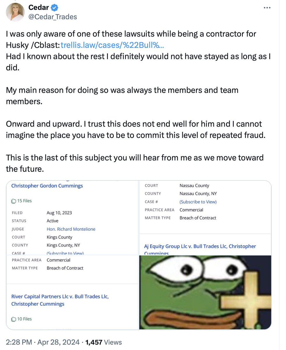 Portnoy_Method's tweet photo. @Guruleaks1 @Husky_Trades lol! What about #cblast's partner in crime #Cedar_Trades? When he was postin massive inflated returns which anyone could see didn't add up, just to get more subs, Cedar didnt warn her subs at all. She had a frontrow seat to all the fraud. Now she's tryin to play innocent. https://t.co/MXSnmhscgI