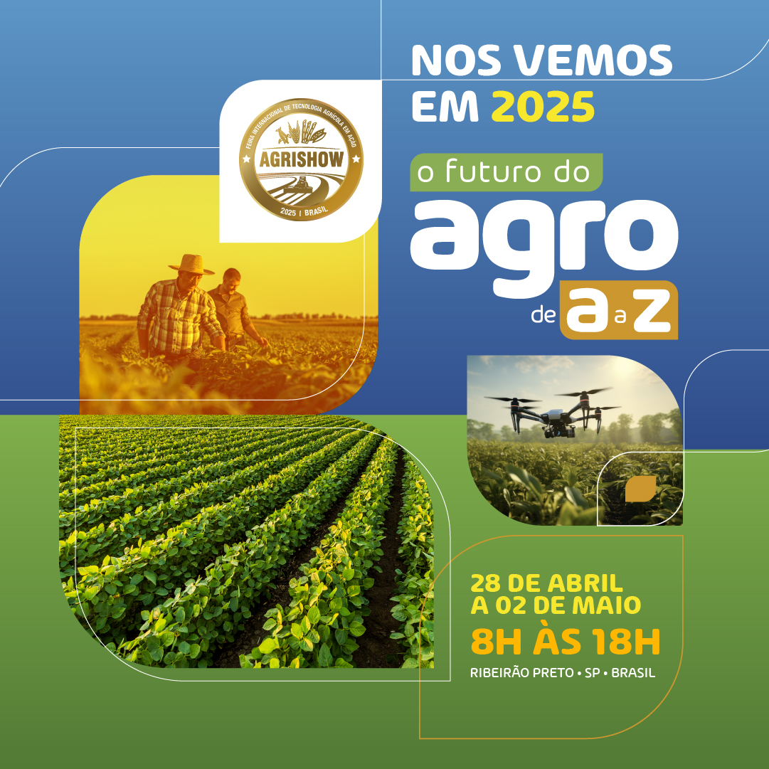 A Agrishow 2024 chegou ao fim! Os cinco dias de evento foram incríveis, não é? 🤠🌿

Já deixe anotado na sua agenda: de 28 de abril a 02 de maio de 2025 estaremos juntos para mais uma Agrishow.

#Agrishow2025 #VemPraAgrishow