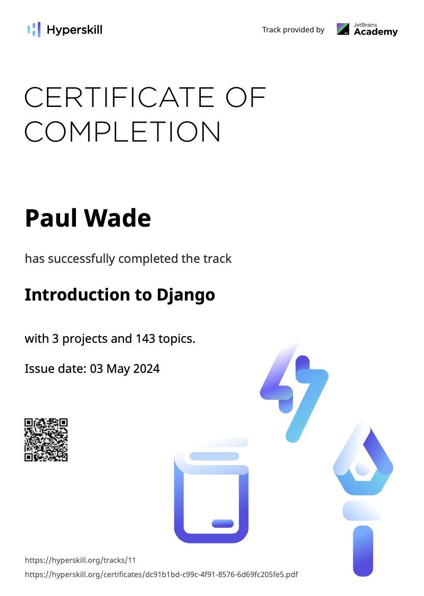Finally!  Woo hoo!
#hyperskill #jetbrains #python #django #webframeworks #certificate #webtechnology