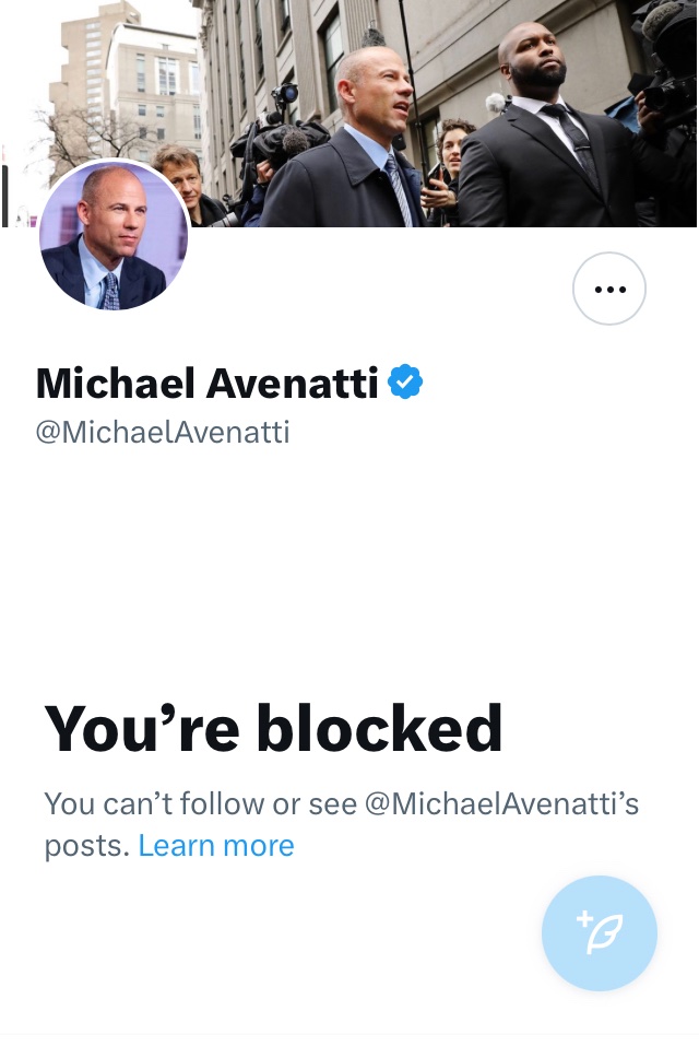 Hey, now that it appears Avenatti may be joining the Avengers and trying to become a good guy, can someone tell him to unblock me?