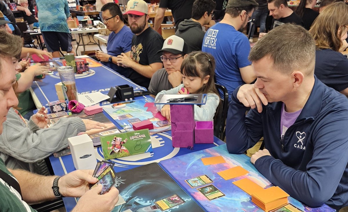 We're so proud of Lily @LorcanaFanatics! Our youngest player at our Lorcana Into the Inklands Set Championship! She completed all 6 rounds! #lorcanafanatics #ravensburger #gamekastleaustin