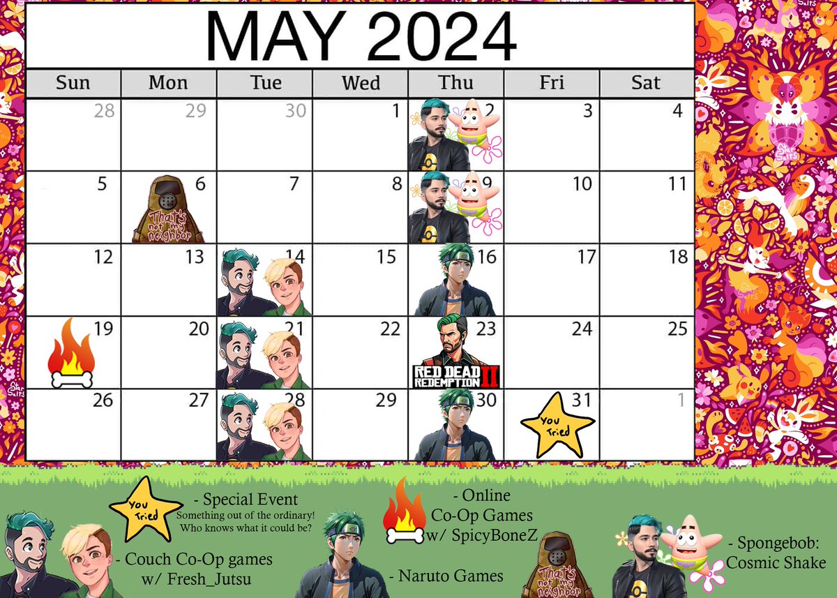markcharmander's tweet photo. here is the calander for this month!

#SupportSmallStreamers #twitchstreamer https://t.co/MV1MY1x614