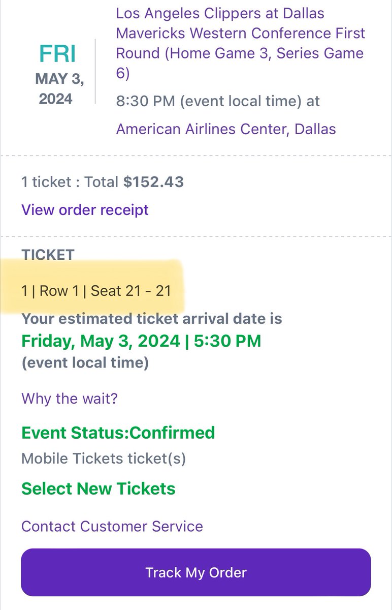 garypoux's tweet photo. Earlier this week I stumbled across 1 available floor seat for tonight’s @dallasmavs game on @StubHub. Jumped on it IMMEDIATELY thinking I could sell it and have a really nice funeral for my grandmother. Just found out the ticket is not available. Oh well. I tried. Man! @NBA https://t.co/DEBzh4gZ2y