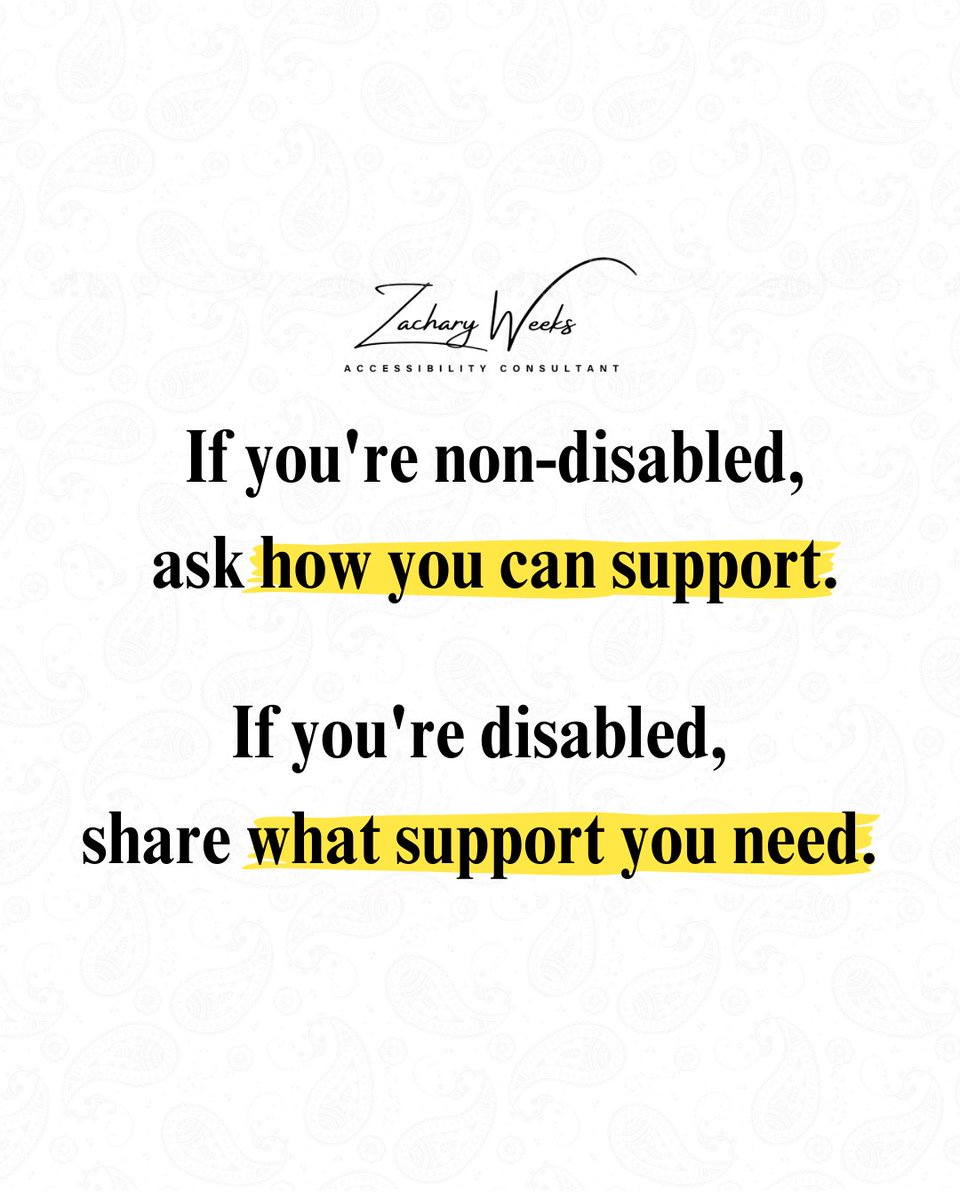 🌙 Friday reflection: Let's champion inclusivity. If you're not disabled, ask how you can support. If you are, share your needs. Let's empower each other! 🌟 #Inclusivity #Empowerment #DisabiltyTwitter