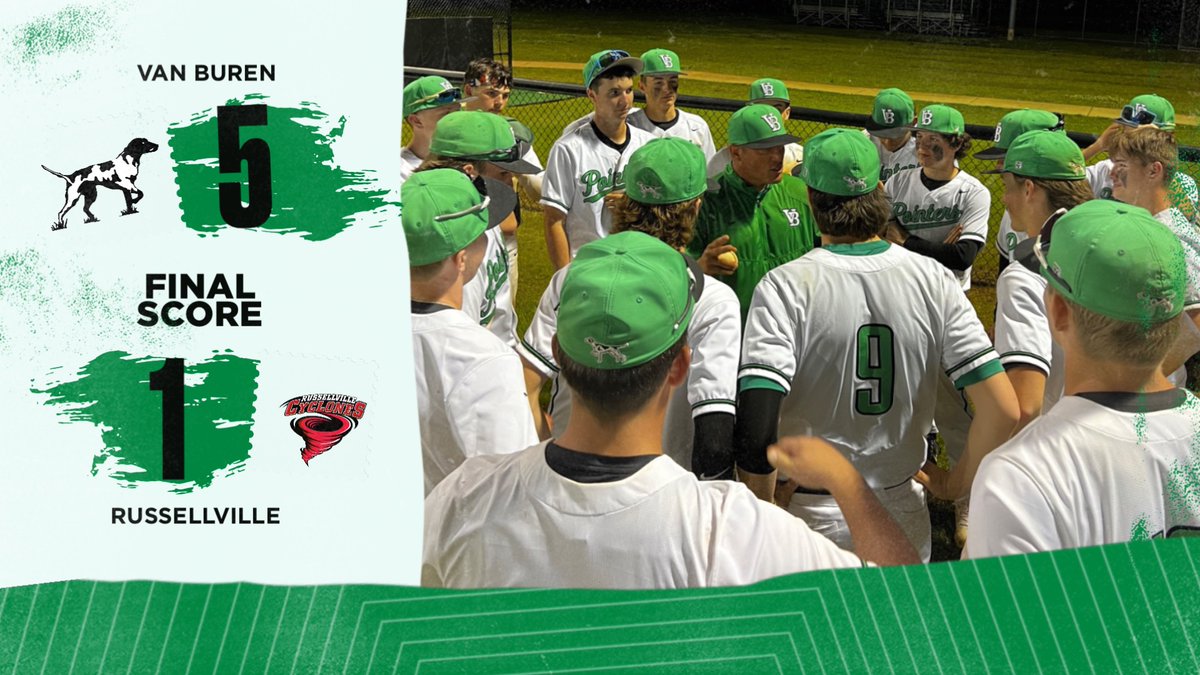 FINAL! @VBSDbaseball takes Game 2 over Russellville, 5-1! The win puts the Pointers at 3rd and STATE BOUND! Weston Wilcox went the distance on the mound, 7K, 1ER! At the plate, 1-2 2RBI BB! P. Pschier 2-4 2R E. Bowen 1-2 BB 2R