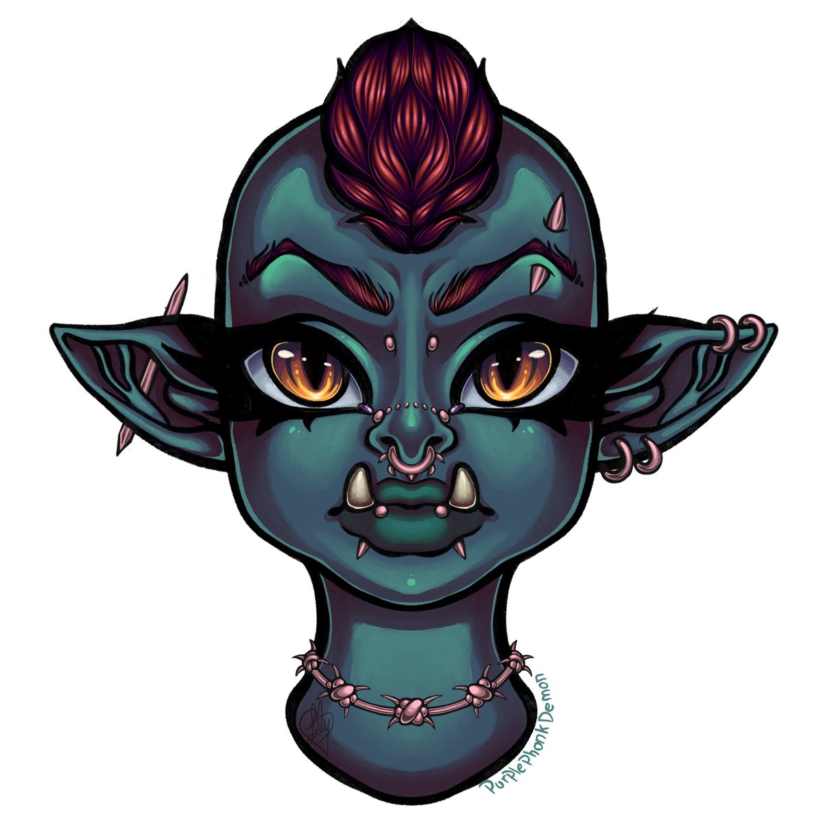 xBabyBaphx's tweet photo. Finished another sticker for my shop, orc girl will be available soon as part of my DnD girls series. #DnD #dndart #orcgirl #fantasyart #redbubblestickers #redbubble https://t.co/cJVzKKGOlj