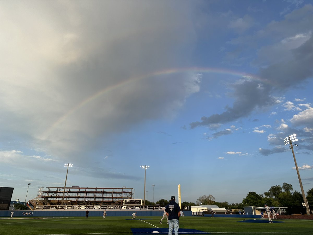 A rainbow has emerged above Barbe Mandeville