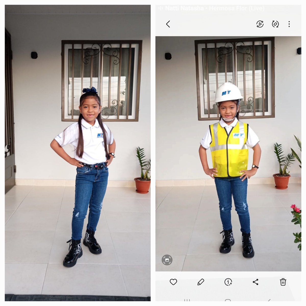 Mi lechuguita celebrando el día del trabajador, vestida de ingeniera del puerto de manzanillo  como su padre, linda mi bb