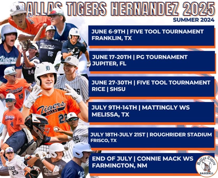Excited for summer ball! <a href="/dthernandez2025/">Dallas Tigers Hernandez</a>