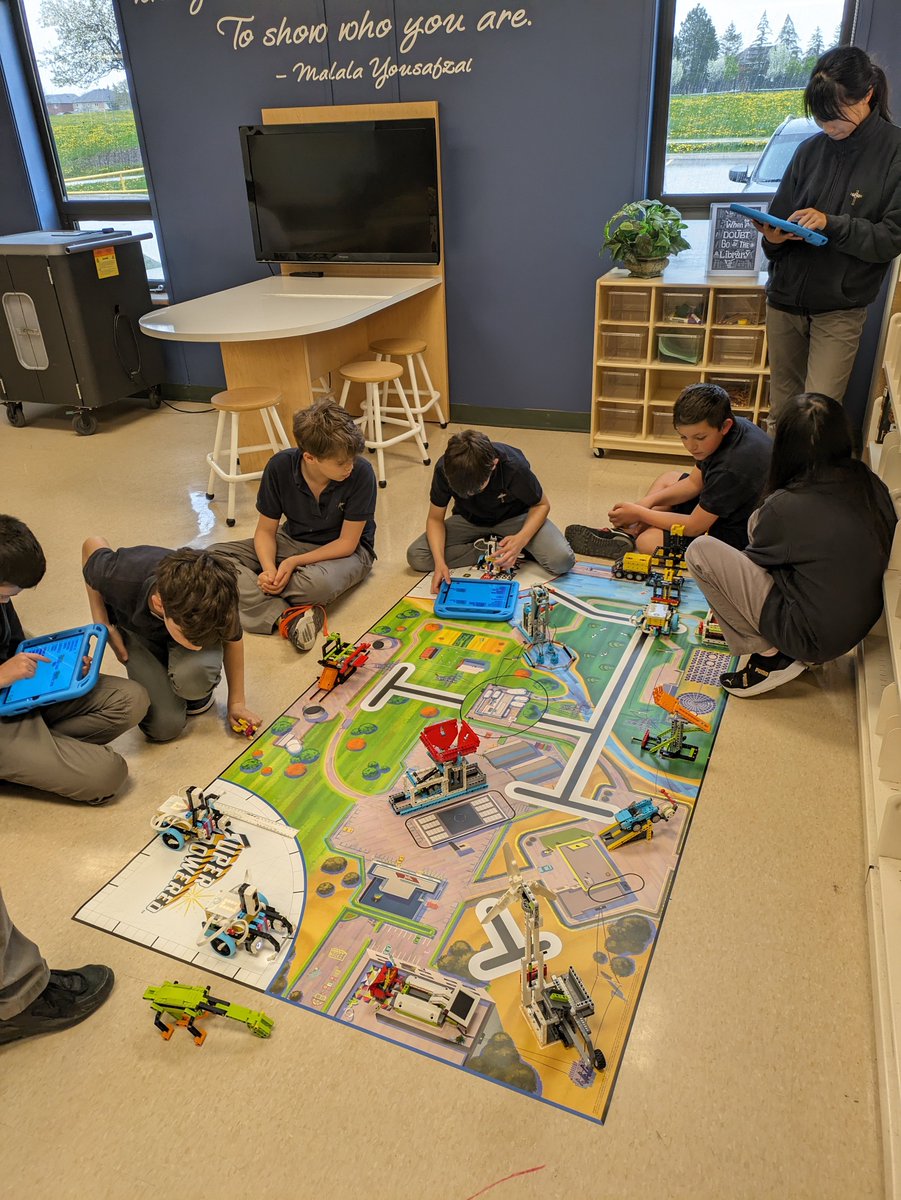 StGregoryCA's tweet photo. The gr.5/6 P class was working hard in the LLC today. They have started the coding and debugging process of their robotic vehicles. @CAD_ycdsb @YCDSB @CarmelaRaspanti https://t.co/LhyxRUGyBR
