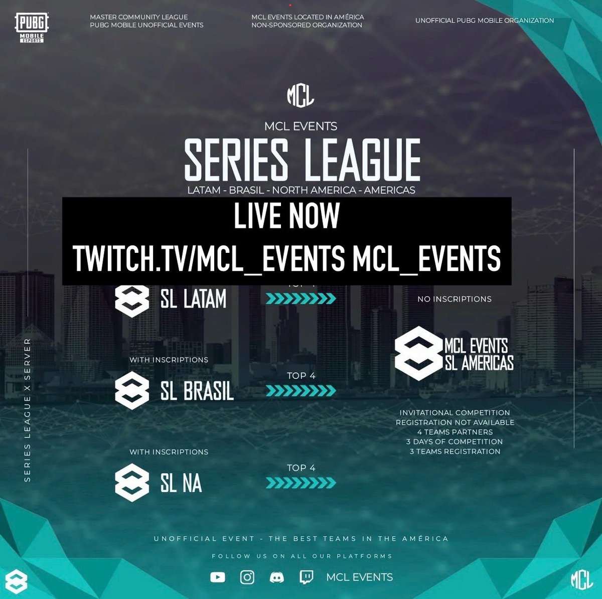 LIVE NOW for the @PUBGMOBILE MCL Series League: SUPER WEEKEND! Only on TWITCH.TV/MCL_EVENTS #PUBGMOBILE #PUBGMVIP #redeyescasting #redeyespubgm #esports #pubgmobileesports @esportspubgmna @PUBGMOBILE_NA_