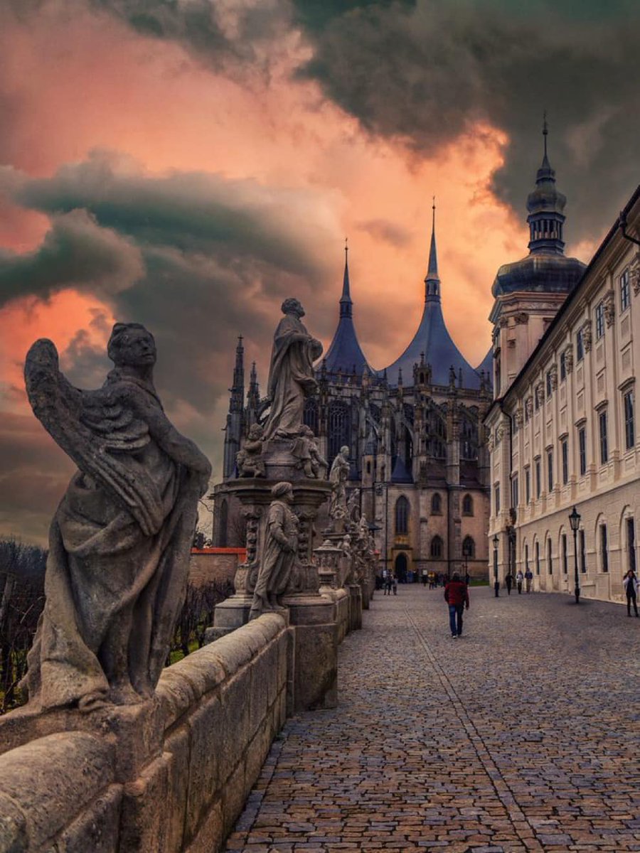 Kutná Hora, Czechia, at dusk The center of Kutná Hora was designated a UNESCO World Heritage Site in 1995 because of its outstanding architecture and its influence on subsequent architectural developments in other Central European city centers #travel