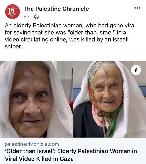 Fact: This nice lady was murdered by Israeli forces in front of her own house