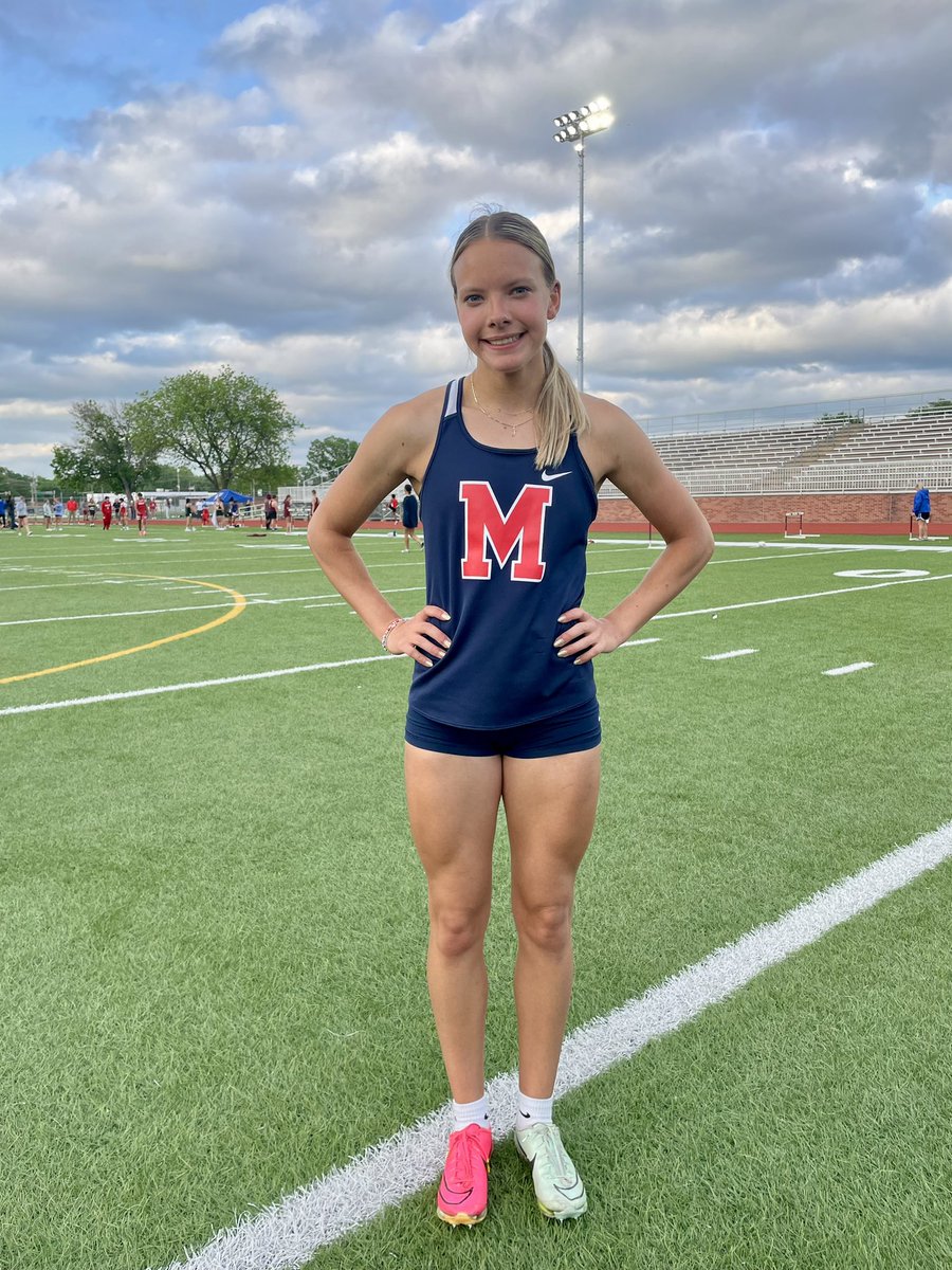 Big congrats to Junior Hanna Pellant!! 🚨🚨Hanna broke a 27-year old 100m MHS record twice today in both the prelims and finals with a time of 11.72! The record of 11.90 was previously set by Trina Blake in 1997. 🚨🚨#mhstf24 @sportsinkansas @MERCsports @1350KMAN