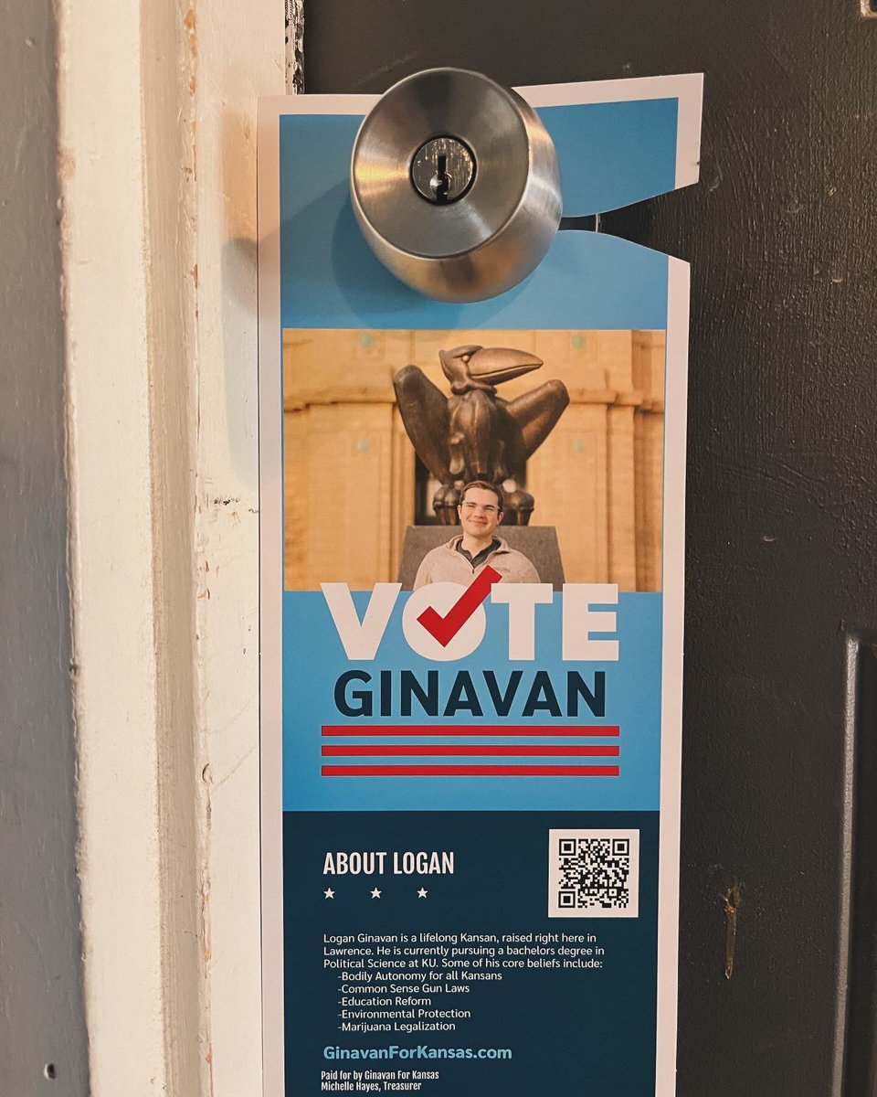 Yesterday, me and my team hit the streets to hang up the first batch of VOTE GINAVAN door hangers. Now, if you didn’t get one, you can enjoy this virtual door hanger. Wanna learn more? Head over to GinavanForKansas.com