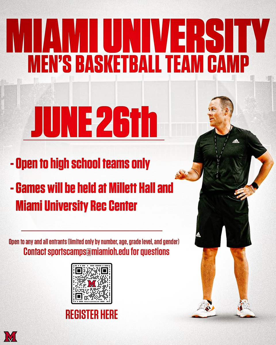 June 26th will be here soon! Limited spots remain! Register below 👇 …itymensbasketballcamps.totalcamps.com/shop/product/3… #MiamiMindset || #RiseURedHawks