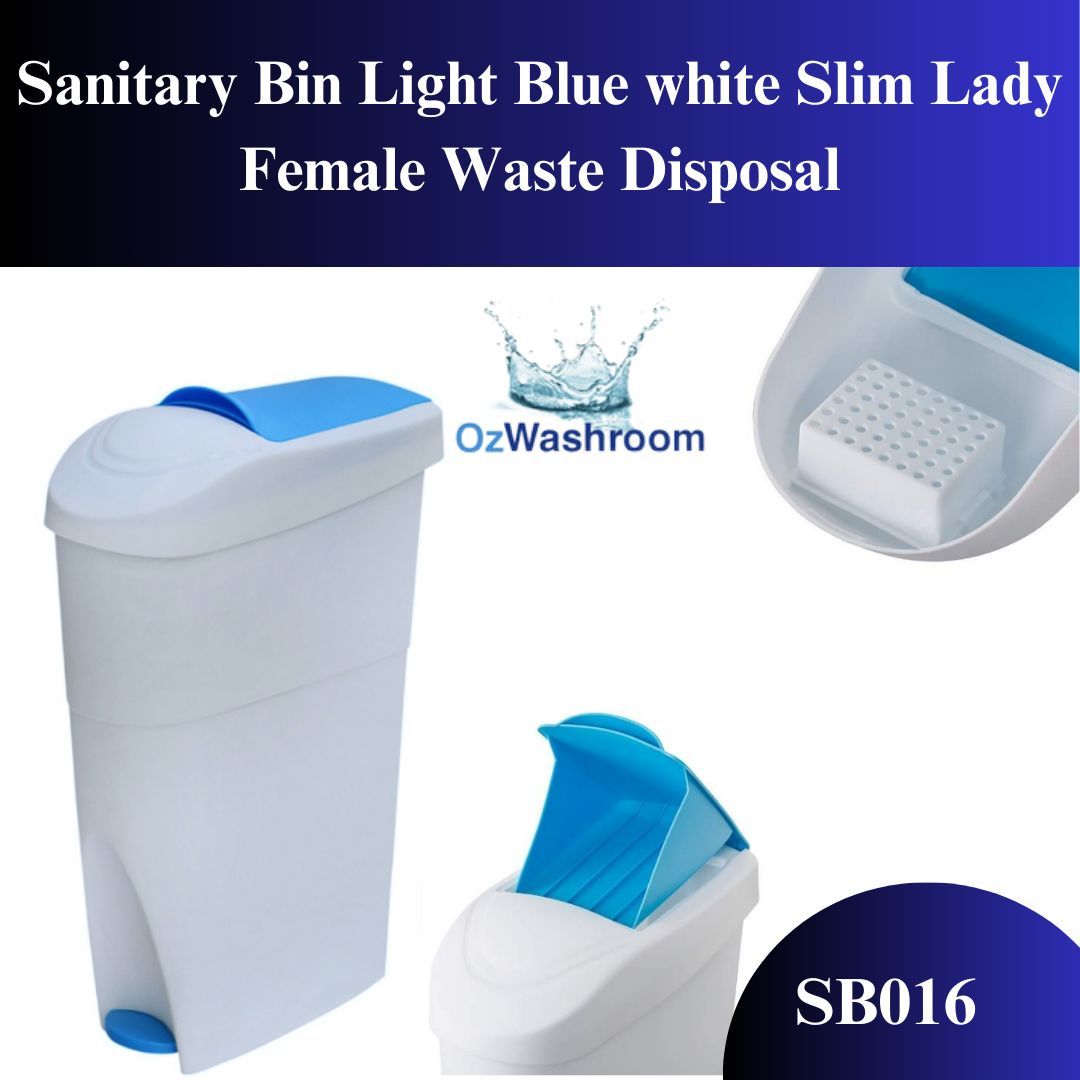 Easily manage feminine hygiene needs with our sleek Slim Lady Sanitary Bin. Convenient, discreet, and stylish in light blue & white! 
buff.ly/3cSHfhn 
#FemaleHygiene #WashroomDecor #SanitaryBins #HygieneFirst #Sanitation #PublicRestrooms #FeminineHygiene #Ozwashroom