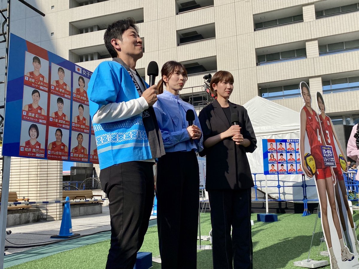 昨日から行われている福岡県最大のお祭り『#博多どんたく港まつり』✨️ 昨日も多くの人で賑わい 福岡市役所前広場のお祭り本舞台も 満員御礼👏 本日午後1時頃〜 #新鍋理沙 さん #石井優希 さんがステージに登壇し #ネーションズリーグ の見所をお伝えします💪 昨日はRKBさんの番組に生出演も🌼