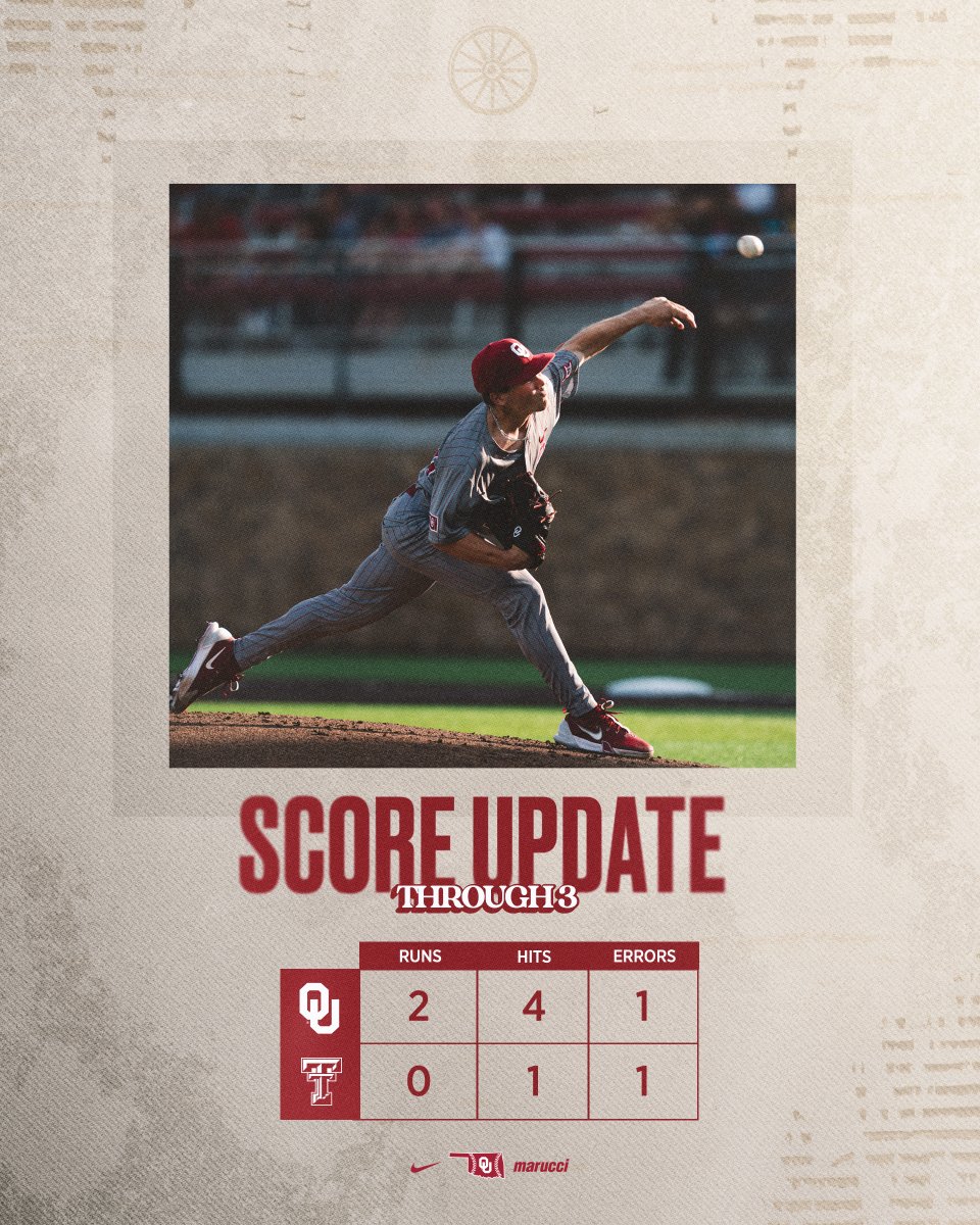 Another scoreless inning for Davis in the third Mackenzie - Nicklaus - Pettis due up 🔗 linktr.ee/ou_baseball // #CHAOUS