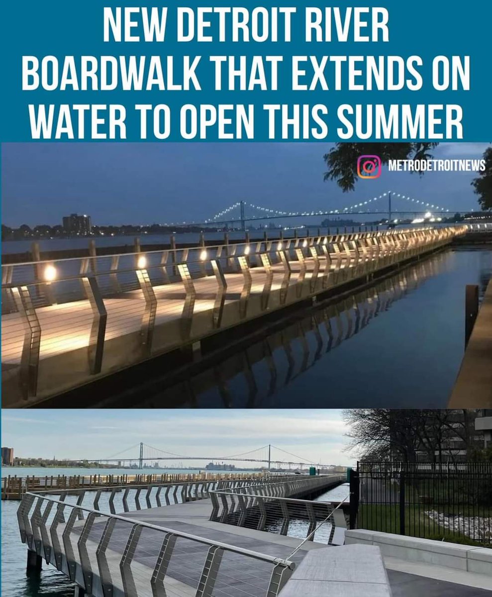 (My vision for River View Drive aka Magical Mile #BH #3rdTerm) A new 930-foot boardwalk that stretches 17 feet onto the river will be added to the waterfront. The boardwalk will light up ... 📸: Detroit Riverfront Conservancy, R/Detroit More coverage: themetrodetroitnews.com