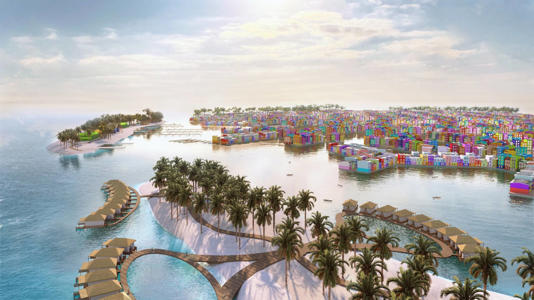 Waterworld in development. It's in progress.
C: © Waterstudio
The development's first inhabitants are expected within 14 months, Koen Olthuis, the lead architect on the project, told Newsweek.
No gills required.