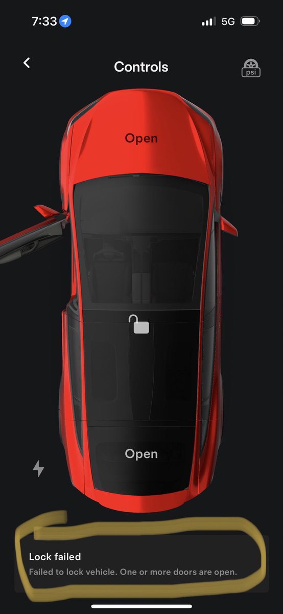 vip9877's tweet photo. @elonmusk I adore my X Plaid however, had an issue today and it’s a bit worrisome. It shows my door is open (turns out it was a tad open). Door wouldn’t close remotely. Fortunately I was a closeby so I could close the door. But what if you’re flying and get this notification? https://t.co/tnqIUEMxEo