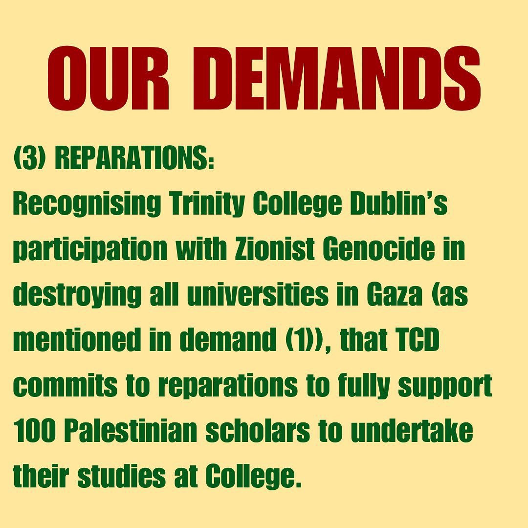 Demands of the Trinity College encampment