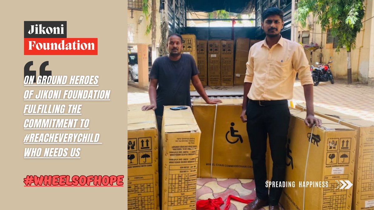 JikoniFoundation's #WheelsOfHope is transforming lives of schoolchildren with locomotor disabilities with 'Access to Mobility'.

In Photo: Wheelchairs being dispatched for the Government Multipurpose Group Complex for Crippled Children,Yerwada Maharashtra

Keep spreading hope ❤️