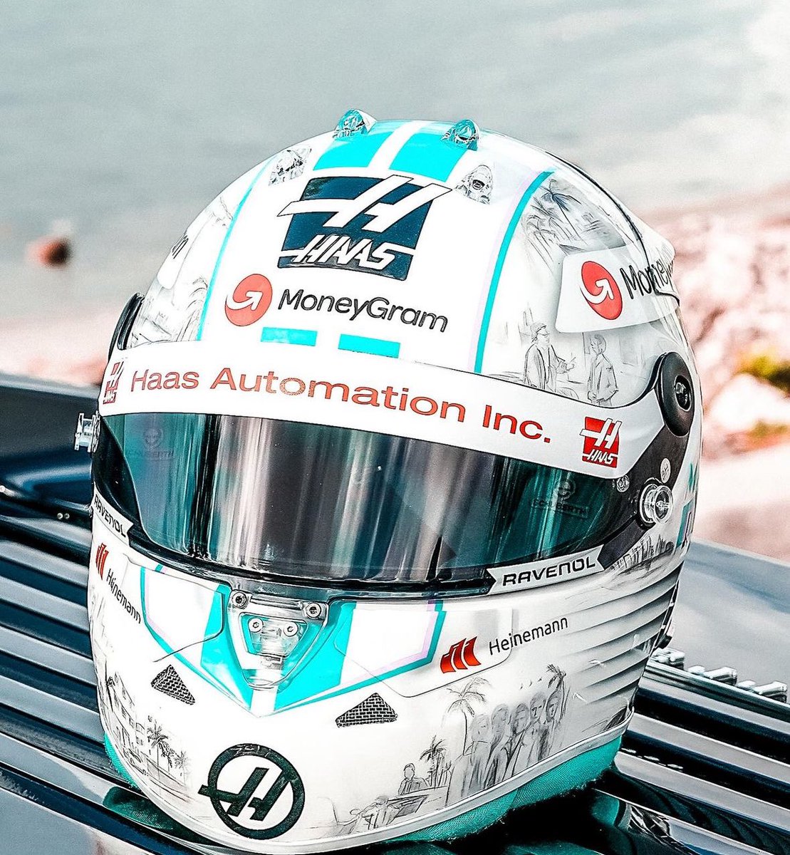 The special Miami Vice helmet for @HulkHulkenberg to wear for the Miami GP. #uniswag