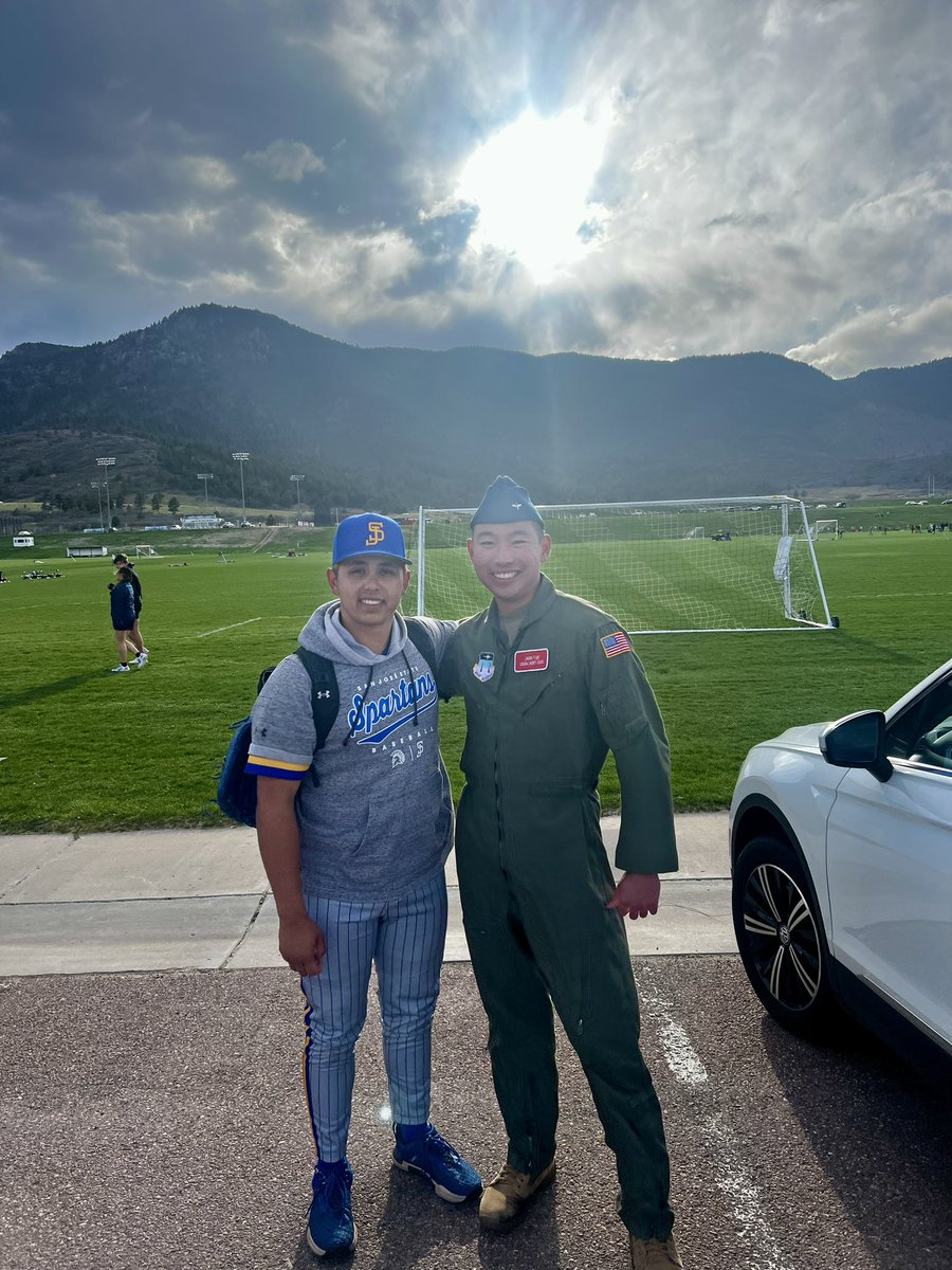 Apache Alums Casey Spencer (San Jose St) and Jaden Liu (Air Force) meet up after the game today. The friendships formed on the field are what it’s all about! @ArcadiaUnified