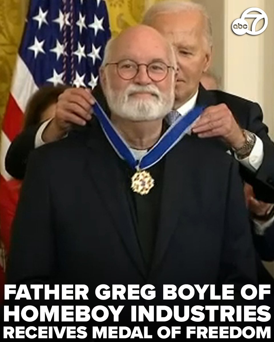 L.A.'S OWN HONORED: Father Greg Boyle, who founded and runs Homeboy Industries, was one of 19 recipients of the Presidential Medal of Freedom - the nation's highest civilian honor. abc7.la/4a4hZMO