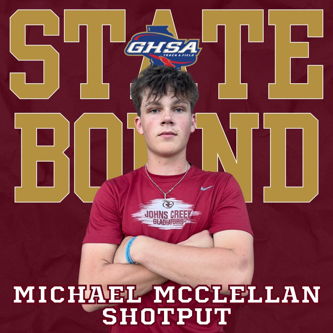 Johns Creek TF / XC (@johnscreektfxc) on Twitter photo ANOTHER ONE!
<a href="/MMcClellanQB12/">Michael McClellan</a> is going to be throwing double duty at the state meet! Securing a spot in the Shotput!
<a href="/jcgladiators/">Johns Creek Athletics</a> @LeadGladiator <a href="/RecruitGeorgia/">Recruit Georgia</a>
#throwers #shotput #trackandfield #highschoolsports ANOTHER ONE!
<a href="/MMcClellanQB12/">Michael McClellan</a> is going to be throwing double duty at the state meet! Securing a spot in the Shotput!
<a href="/jcgladiators/">Johns Creek Athletics</a> @LeadGladiator <a href="/RecruitGeorgia/">Recruit Georgia</a>
#throwers #shotput #trackandfield #highschoolsports
