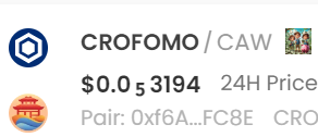 CROFOMO1's tweet image. We also have a #crofomo/$caw for you #CrowWithKnife 

@EbisusBay. #memeetf $crofomo #crofam @VVS_finance @defi_wallet 

##CroFOMO offers a revolutionary ETF meme token experience on the Cronos Chain, 

showcasing only the best of the best memes! By investing in #CroFOMO, you're