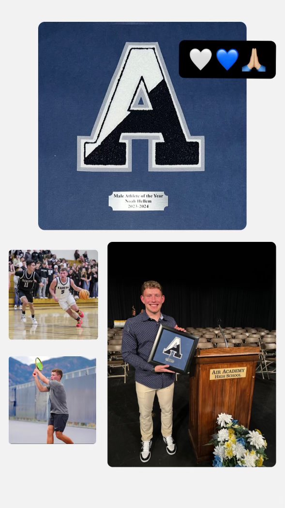 Rob Hellem (@rhellem) on Twitter photo π <a href="/NoahHellem/">Noah Hellem</a> high school sports journey culminated with him being named Male Athlete of the Year at Air Academy! Here are some of his standout achievements: π 4.5 GPA and ranked in the top 20 of his class, graduating Suma Cum Laude. π In basketball, he reached the impressive π <a href="/NoahHellem/">Noah Hellem</a> high school sports journey culminated with him being named Male Athlete of the Year at Air Academy! Here are some of his standout achievements: π 4.5 GPA and ranked in the top 20 of his class, graduating Suma Cum Laude. π In basketball, he reached the impressive