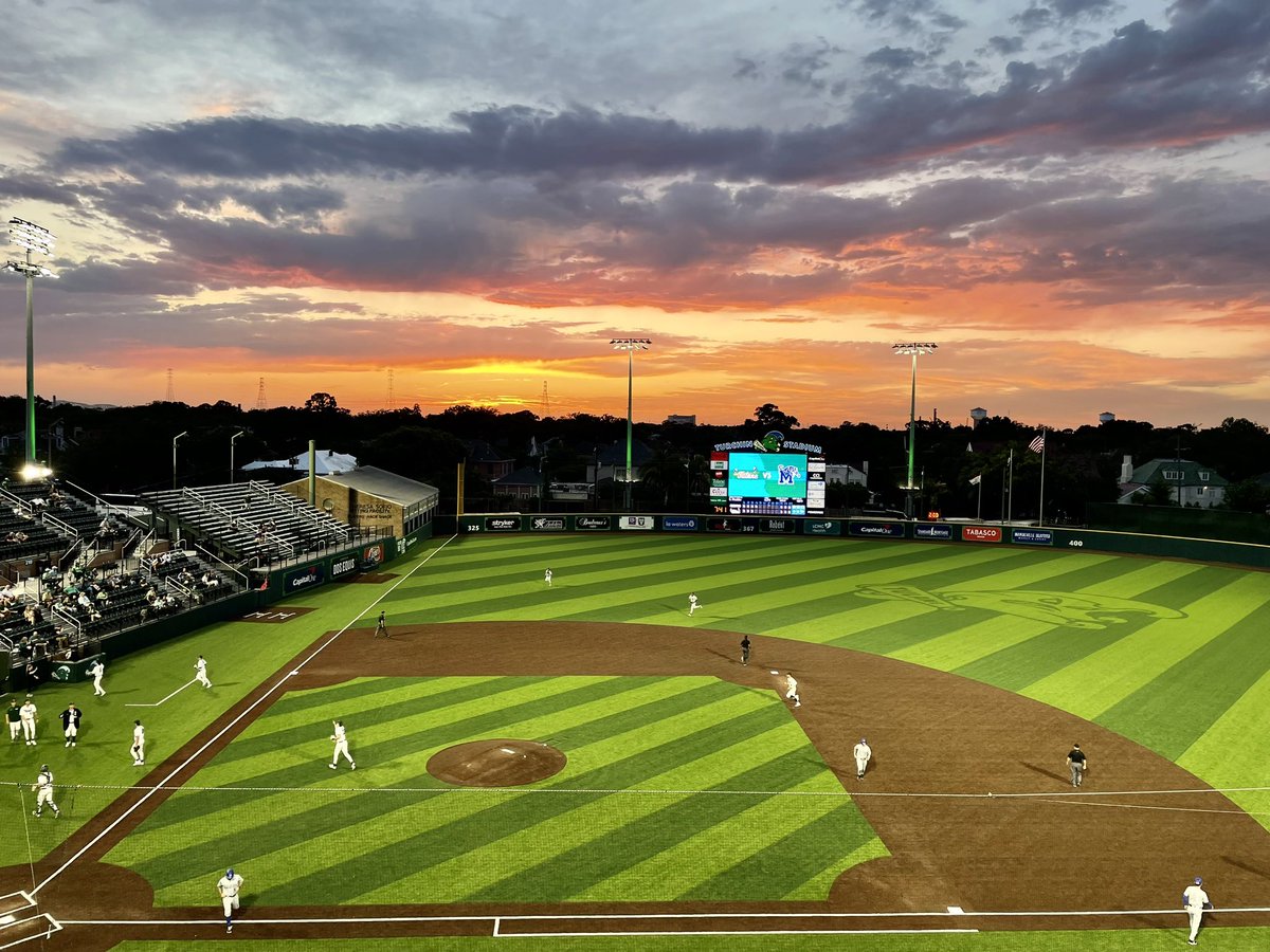 Baseball and Sunsets just seem to go together. Tulane vs Memphis. #RollWave