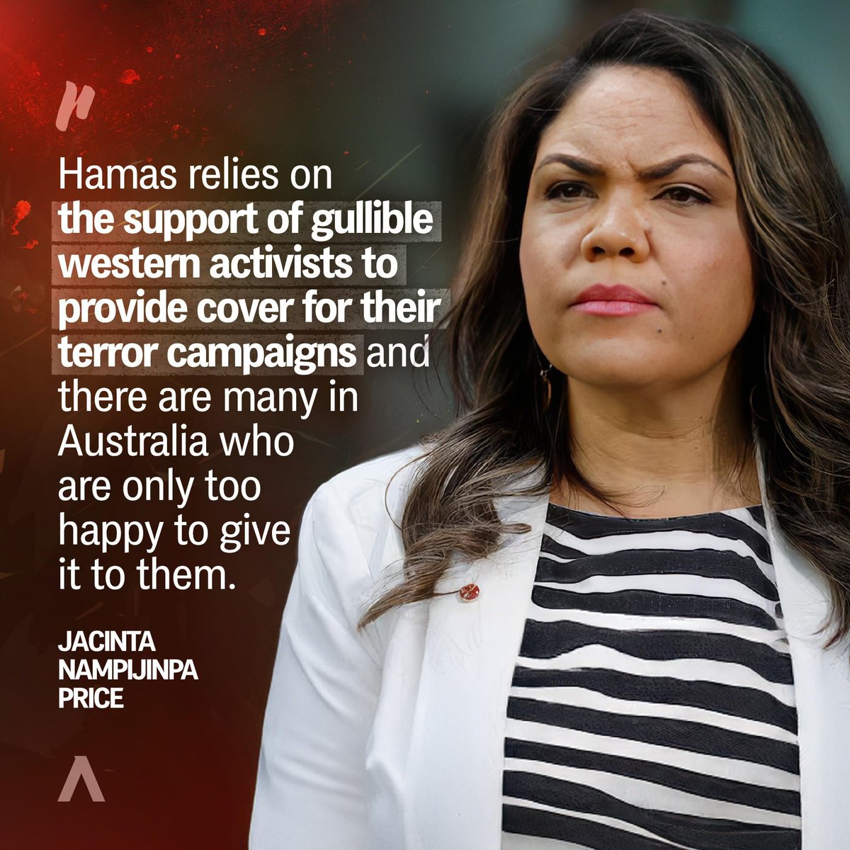 Well said, @JNampijinpa Senator Jacinta Nampijinpa Price !! The activists & elites don’t get to tell us what to think or say. It’s time to stand up to them & stand for Israel. #PaidforbyAdvanceAustralia